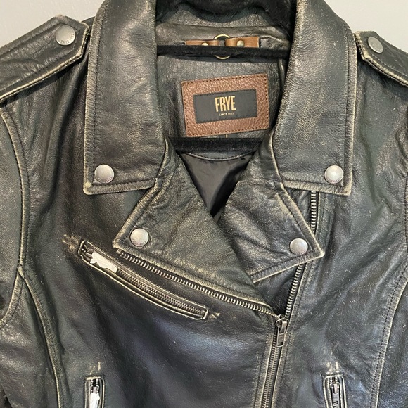 Frye Distressed Leather Biker Jacket In 